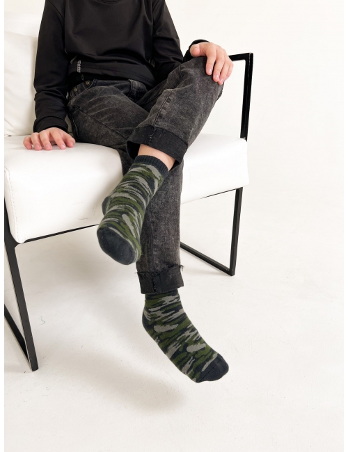 Махрові дитячі шкарпетки для хлопчиків (набір 2 шт) тм "Twinsocks" Камуфляж