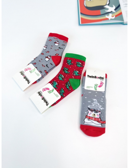 Махрові дитячі шкарпетки (набір 3 шт) тм "Twinsocks" Новорічні