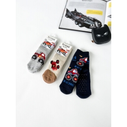 Махрові дитячі шкарпетки (набір 3 шт) для хлопчиків тм "Bross" Машина