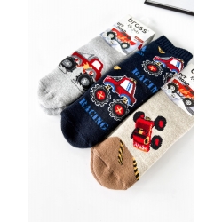 Махрові дитячі шкарпетки (набір 3 шт) для хлопчиків тм "Bross" Машина