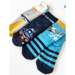 Махрові дитячі шкарпетки (набір 3 шт) для хлопчиків тм "Bross" Космос