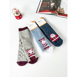 Махрові дитячі шкарпетки (набір 3 шт) для хлопчиків "Bross" Дід Мороз