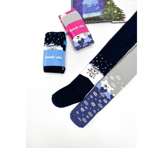 Дитячі теплі колготки тм "Twinsocks" Ведмедик сірі