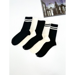 Шкарпетки для підлітків спорт високі (набір 5 шт) чорні/білі