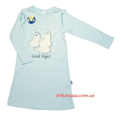 Ночная рубашка со световым эффектом для маленькой  девочки с легким начесом тм"Смил" голубая