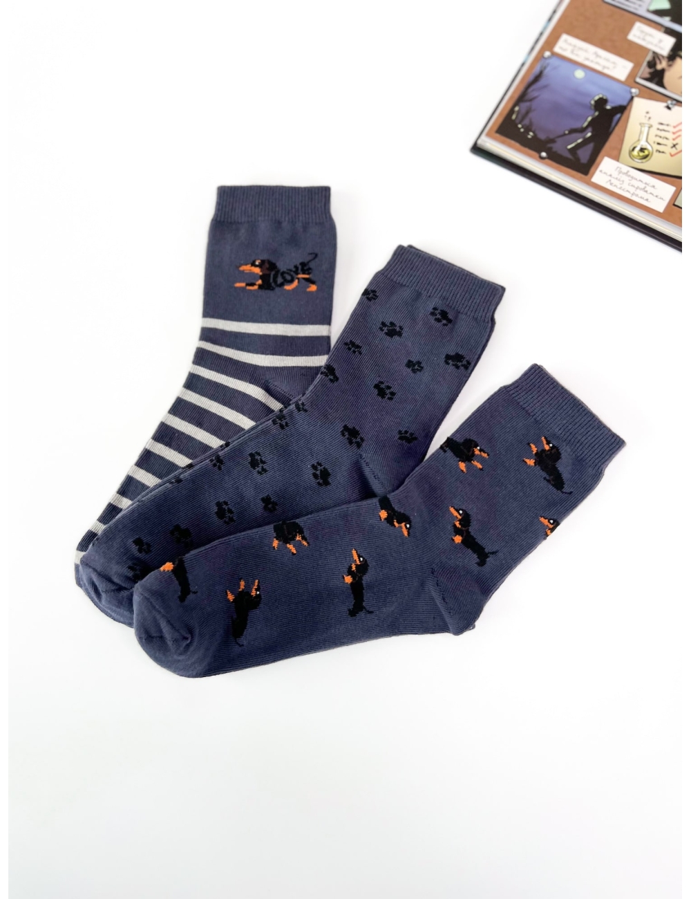 Комплект носков для мальчиков подростков тм"Twinsocks" Такса (комплект 3 шт)