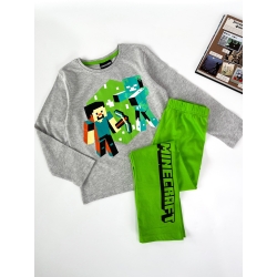 Піжама для хлопчиків підлітків Minecraft сіра/зелена