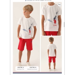 Костюм для хлопчика підлітковий літній Polo біло-червоний