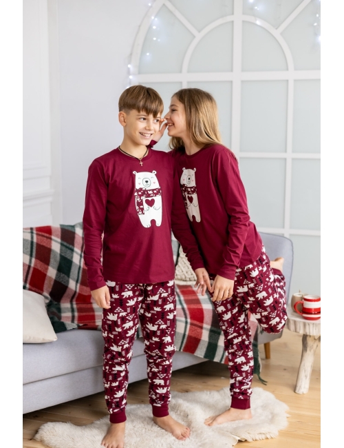 Детская новогодняя пижама "Медвежонок " — 100% хлопок, зимний дизайн