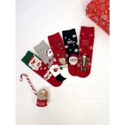 Теплі шкарпетки дитячі (набір 5 шт) тм "Корона" Новорічні