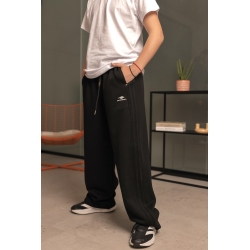 Спортивні штани для хлопчика на флісі Чорні смужки чорні