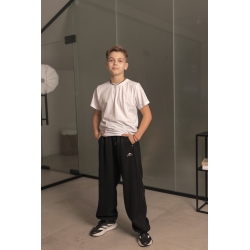 Спортивні штани для хлопчика на флісі Чорні смужки чорні