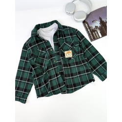 Сорочка і лонгслів для підлітка клітинка зелена крупна