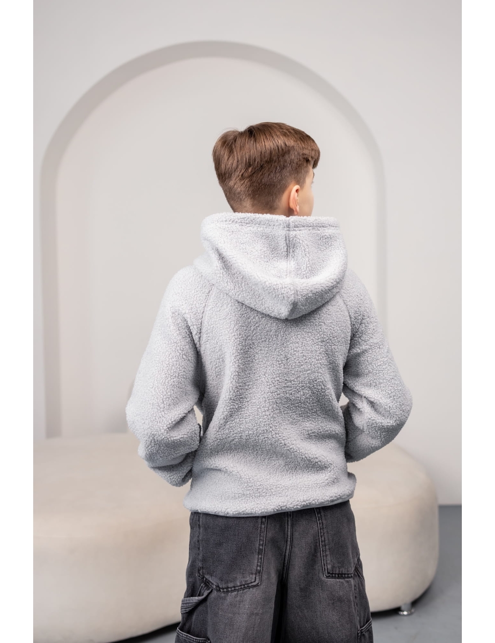 Худи флисовый для подростка тм "Nowear" серый