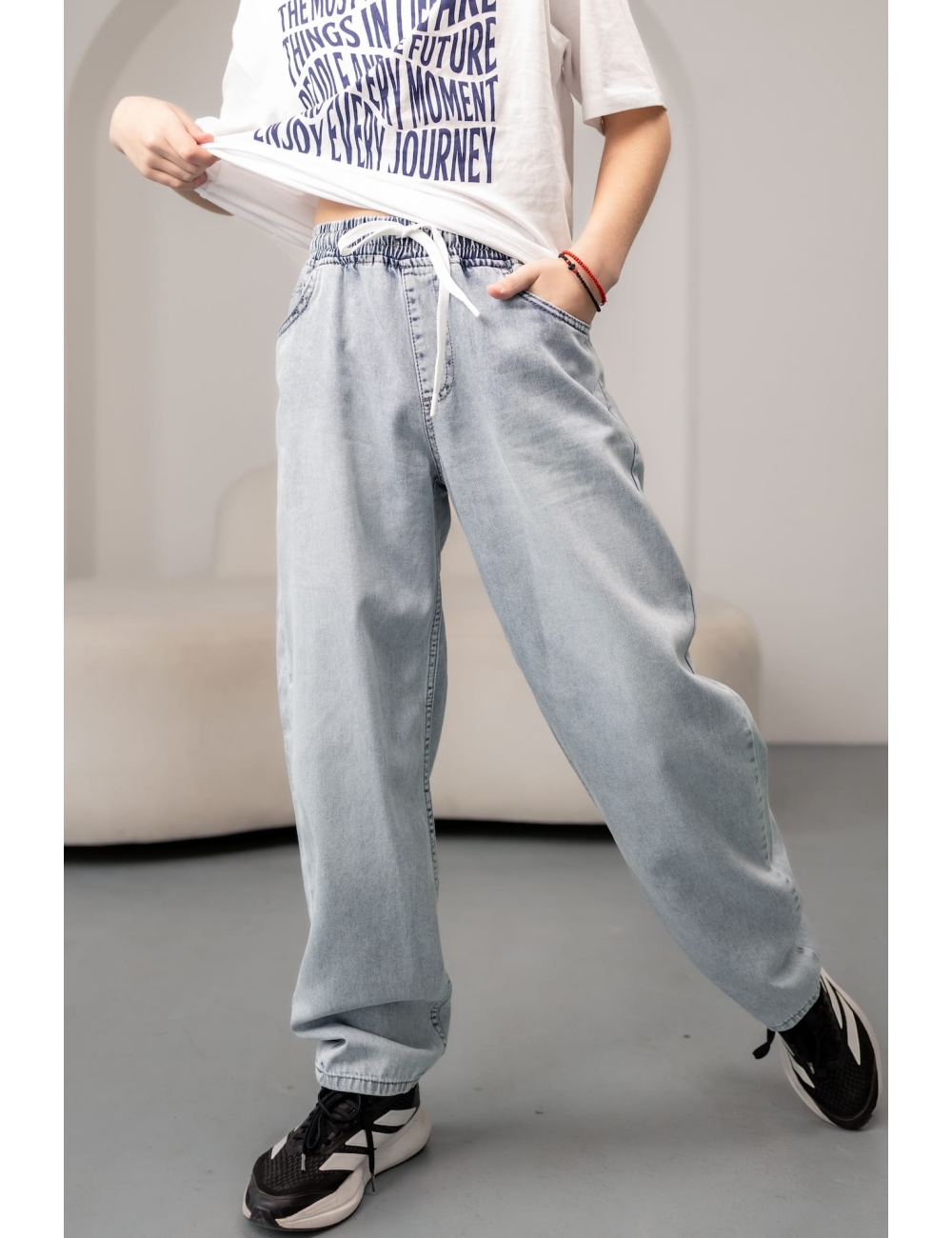 Джинси для хлопчика Altun Скейтери білий шнурок