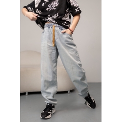 Джинси для хлопчика Altun Скейтери блакитні жовтий шнурок