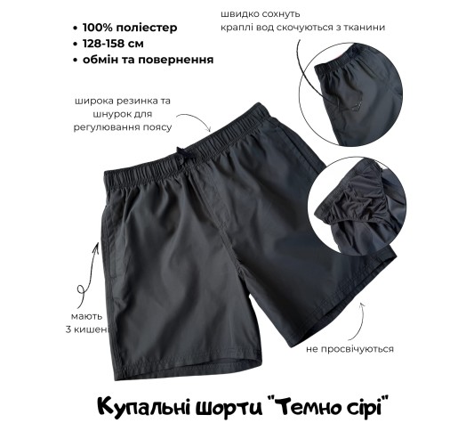 Пляжні шорти для хлопчиків підлітків Lefties темно сірі
