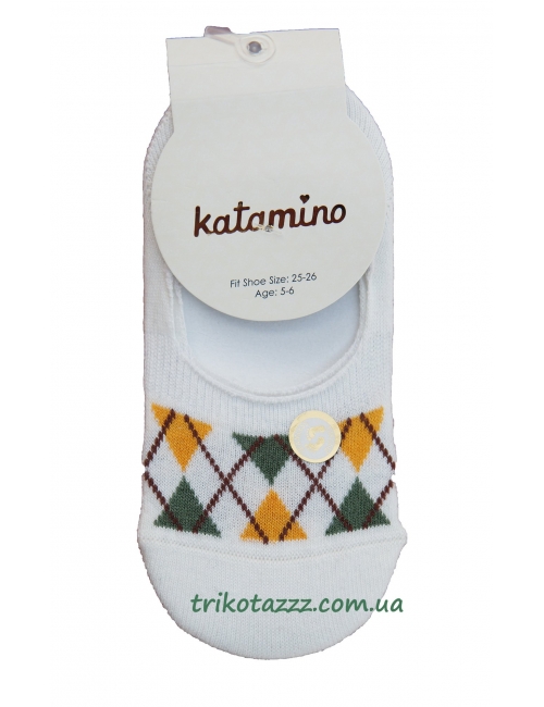 Носки (следы) для мальчика тм"Katamino" Ekose Erkek белые