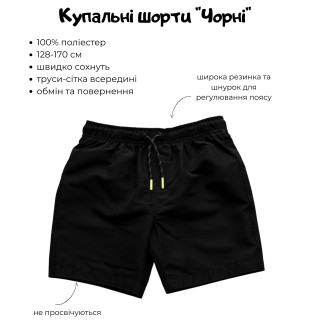 Купальные шорты для мальчиков подростков черные