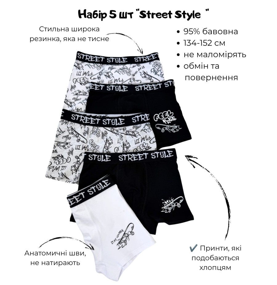 Труси для підлітків (5 шт) тм "Cool Club"  Street Stile