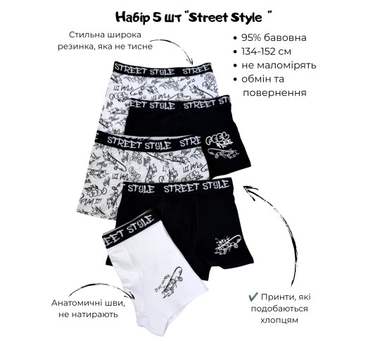 Труси для підлітків (5 шт) тм "Cool Club"  Street Stile