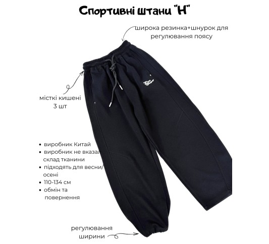 Штаны спортивные для мальчика H черные