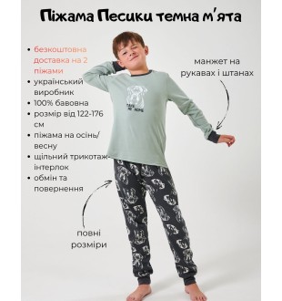Піжама для хлопчика тм "Smil" Песики темна мʼята