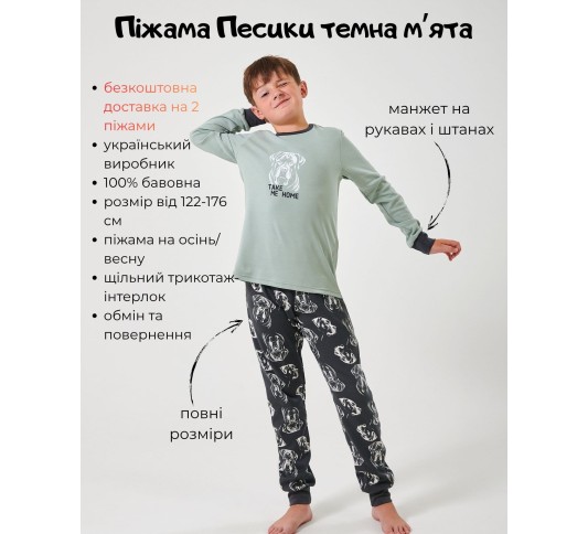 Піжама для хлопчика тм "Smil" Песики темна мʼята