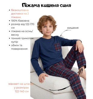 Пижама для мальчика тм" Vitmo" карман синяя