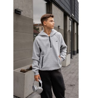 Худи флисовый для подростка тм "Nowear" серый