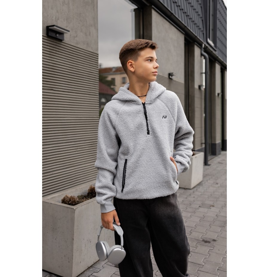 Худи флисовый для подростка тм "Nowear" серый
