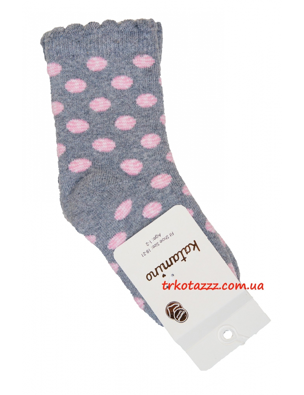 Шкарпетки теплі зимові махрові для дівчинки тм &quot;Katamino&quot;, Nokta сірі в горошок