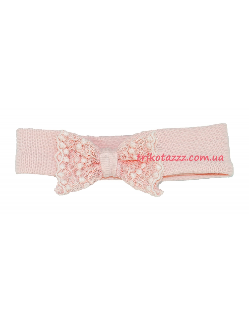 Праздничная повязка на голову для девочки с кружевным бантом тм"Смил" розовая