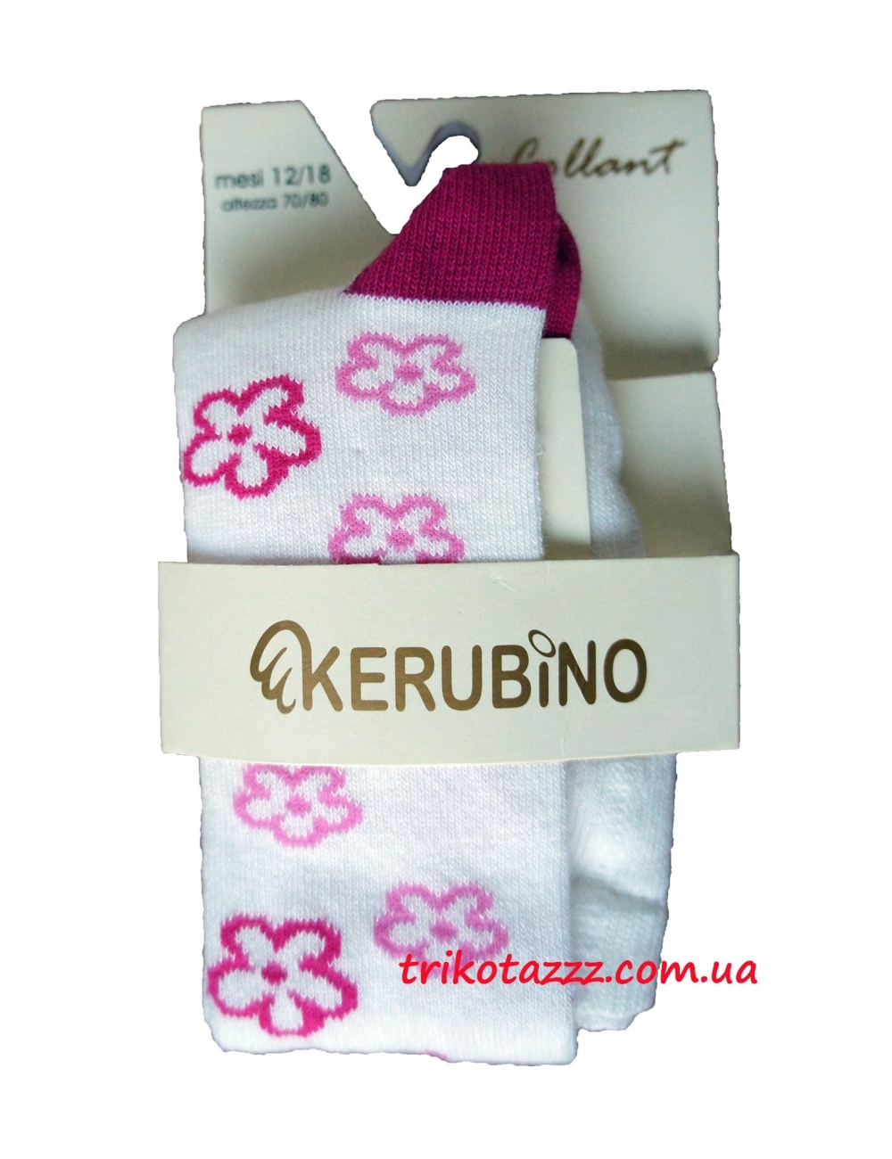 Колготки для  девочки тм "Kerubino" Белые с цветочками