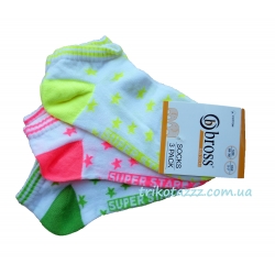 Короткі шкарпетки для дівчинки 3шт тм &quot;Bross&quot; неонові зірки
