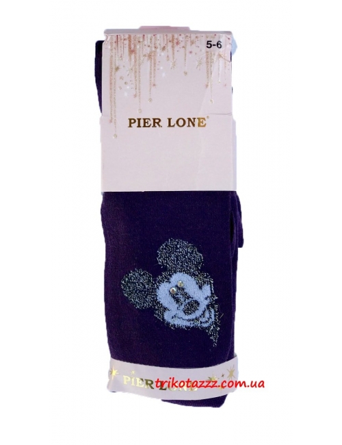 Детские колготки с люрексом и стразами Pier Lone фиолетовые Микки Маус