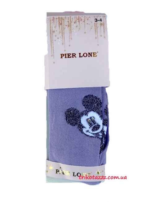 Детские колготки с люрексом и стразами Pier Lone лиловые Микки Маус