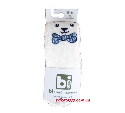 Дитячі махрові колготки для хлопчиків Bibaby мордочки молочні