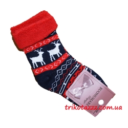 Дитячі махрові шкарпетки тм &quot;Buonumare&quot; з оленями темно-сині