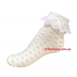 Короткі шкарпетки для дівчинки ошатні з мереживом тм &quot;Bross&quot; білі
