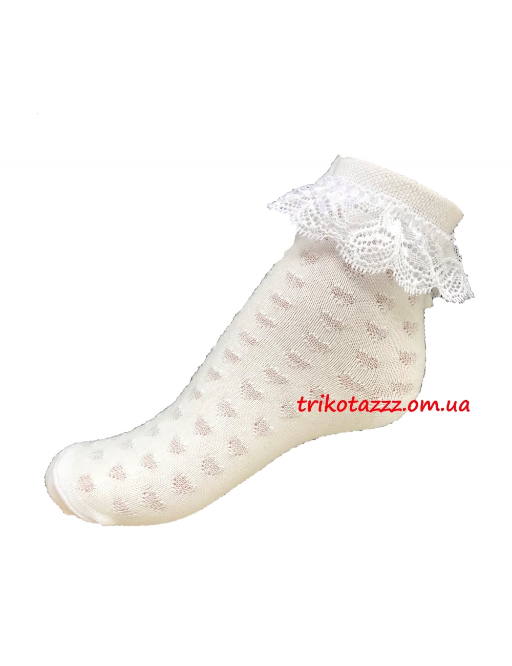 Короткі шкарпетки для дівчинки ошатні з мереживом тм &quot;Bross&quot; білі