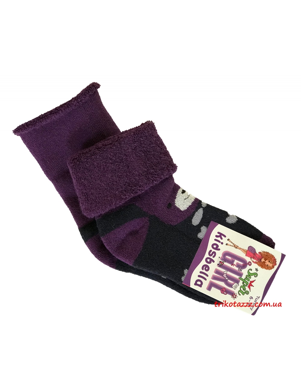 Теплые носки для девочек Мишка тм"Kidsbella" фиолетовые