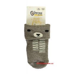 Детские теплые носки для новорожденных мальчиков тм" Bross " Мишка кофейные