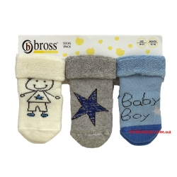 Дитячі теплі шкарпетки для новонароджених хлопчиків 3 шт тм &quot;Bross&quot; Baby Boy