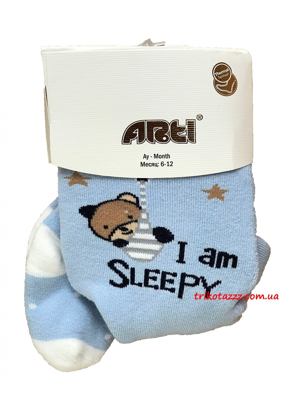 Теплые колготки для новорожденных мальчиков тм"Arti" Мишка голубые