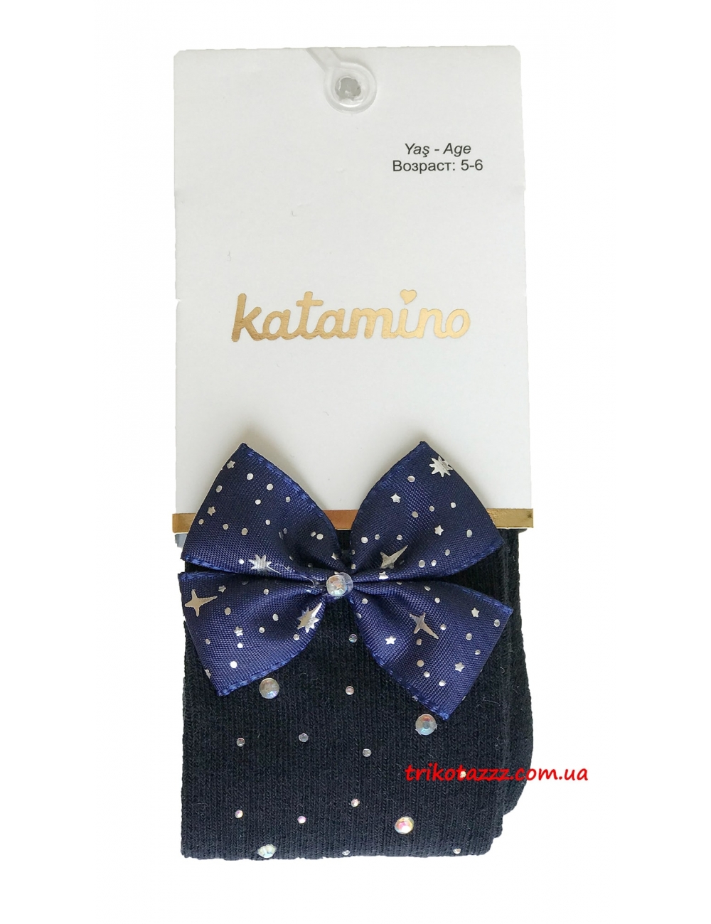 Нарядные колготки для девочек со стразами тм" Katamino " темно-синие