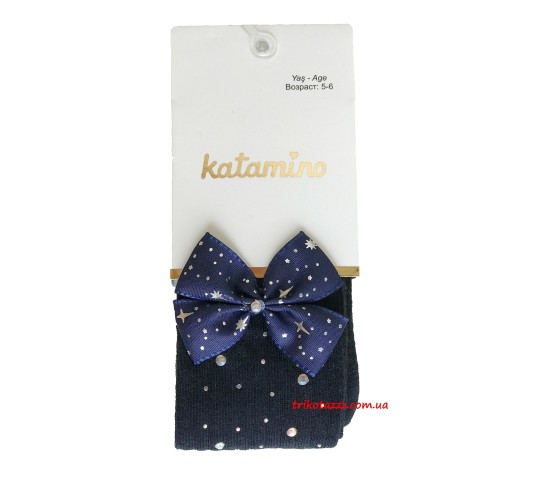 Нарядні колготки для дівчаток зі стразами тм "Katamino" темно-сині