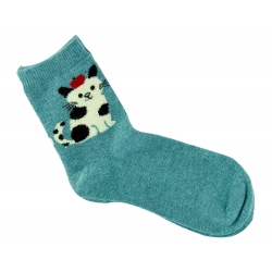 Теплые носки для девочек ( подростков ) Midini котик голубые