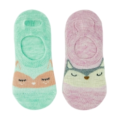 Сліди (шкарпетки) для дівчаток 2 пари Midini Мордочки зелені + лілові