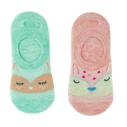 Сліди (шкарпетки) для дівчаток 2 пари Midini Мордочки зелені + рожеві